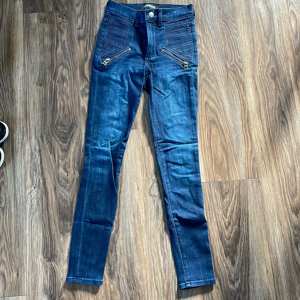 Express High-Waisted Zipper-Pockets Skinny Jeans - Size 0R
